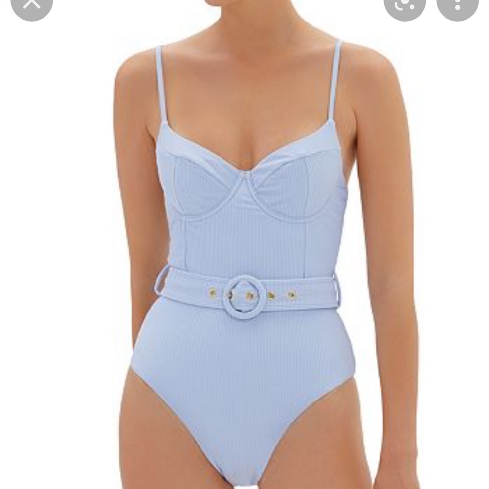 Jonathan Simkhai Noa Belted One Piece Sky swimsuit - Picture 1 of 13